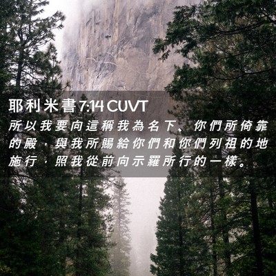 Picture 02 - 耶 利 米 書 7:14 CUVT - 所 以 我 要 向 這 稱 我 為 名 下 、 - Bible Verse Picture