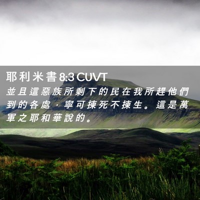 Picture 02 - 耶 利 米 書 8:3 CUVT - 並 且 這 惡 族 所 剩 下 的 民 在 我 - Bible Verse Picture