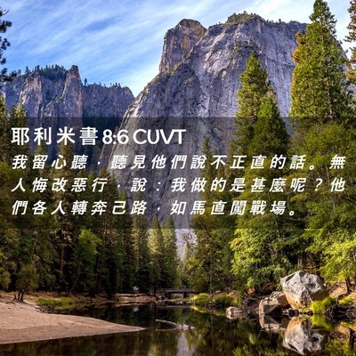 Picture 02 - 耶 利 米 書 8:6 CUVT - 我 留 心 聽 ， 聽 見 他 們 說 不 正 - Bible Verse Picture