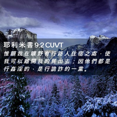 Picture 02 - 耶 利 米 書 9:2 CUVT - 惟 願 我 在 曠 野 有 行 路 人 住 宿 - Bible Verse Picture