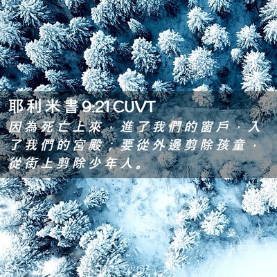 Picture 02 - 耶 利 米 書 9:21 CUVT - 因 為 死 亡 上 來 ， 進 了 我 們 的 - Bible Verse Picture
