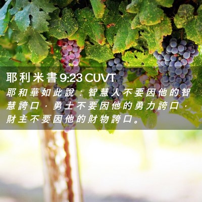 Picture 02 - 耶 利 米 書 9:23 CUVT - 耶 和 華 如 此 說 ： 智 慧 人 不 要 - Bible Verse Picture