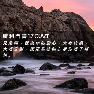 Picture 02 - 腓 利 門 書 1:7 CUVT - 兄 弟 阿 ， 我 為 你 的 愛 心 ， 大 - Bible Verse Picture