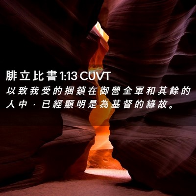 Picture 02 - 腓 立 比 書 1:13 CUVT - 以 致 我 受 的 捆 鎖 在 御 營 全 軍 - Bible Verse Picture