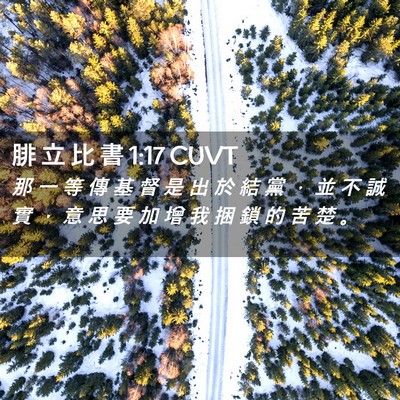 Picture 02 - 腓 立 比 書 1:17 CUVT - 那 一 等 傳 基 督 是 出 於 結 黨 ， - Bible Verse Picture