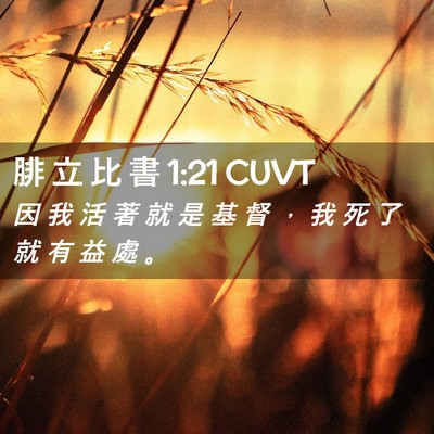 Picture 02 - 腓 立 比 書 1:21 CUVT - 因 我 活 著 就 是 基 督 ， 我 死 了 - Bible Verse Picture