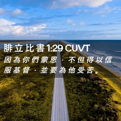 Picture 02 - 腓 立 比 書 1:29 CUVT - 因 為 你 們 蒙 恩 ， 不 但 得 以 信 - Bible Verse Picture