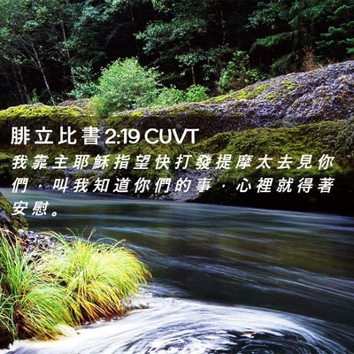 Picture 02 - 腓 立 比 書 2:19 CUVT - 我 靠 主 耶 穌 指 望 快 打 發 提 摩 - Bible Verse Picture