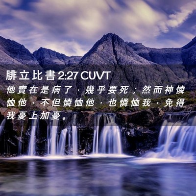 Picture 02 - 腓 立 比 書 2:27 CUVT - 他 實 在 是 病 了 ， 幾 乎 要 死 ； - Bible Verse Picture