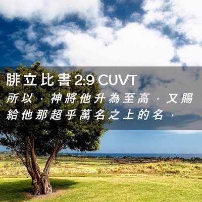 Picture 02 - 腓 立 比 書 2:9 CUVT - 所 以 ， 神 將 他 升 為 至 高 ， 又 - Bible Verse Picture