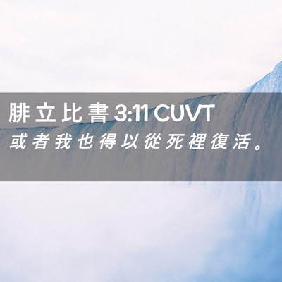 Picture 02 - 腓 立 比 書 3:11 CUVT - 或 者 我 也 得 以 從 死 裡 復 活 - Bible Verse Picture