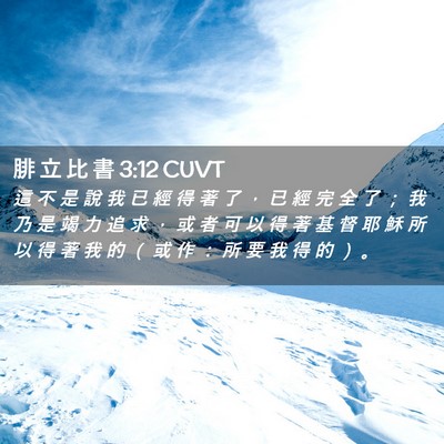 Picture 02 - 腓 立 比 書 3:12 CUVT - 這 不 是 說 我 已 經 得 著 了 ， 已 - Bible Verse Picture