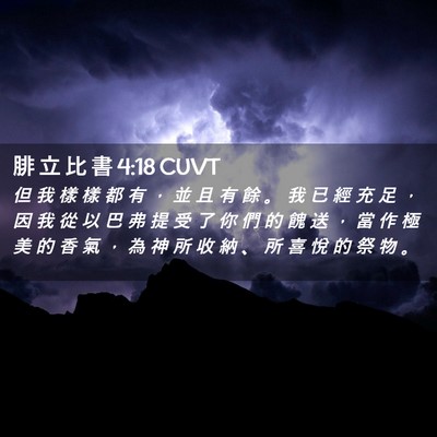 Picture 02 - 腓 立 比 書 4:18 CUVT - 但 我 樣 樣 都 有 ， 並 且 有 餘 。 - Bible Verse Picture