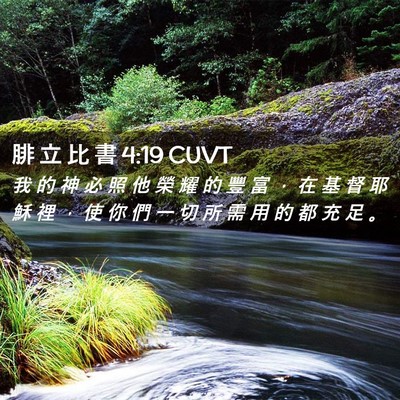 Picture 02 - 腓 立 比 書 4:19 CUVT - 我 的 神 必 照 他 榮 耀 的 豐 富 ， - Bible Verse Picture