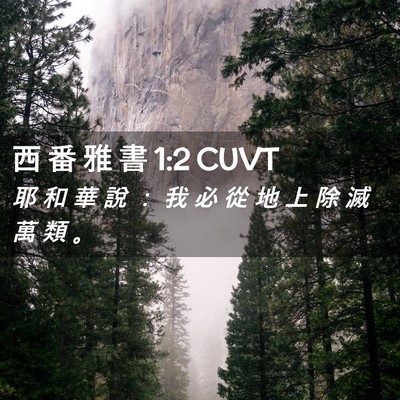 Picture 02 - 西 番 雅 書 1:2 CUVT - 耶 和 華 說 ： 我 必 從 地 上 除 滅 - Bible Verse Picture