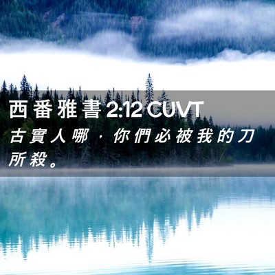 Picture 02 - 西 番 雅 書 2:12 CUVT - 古 實 人 哪 ， 你 們 必 被 我 的 刀 - Bible Verse Picture