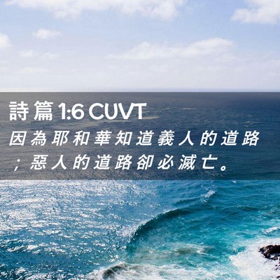 Picture 02 - 詩 篇 1:6 CUVT - 因 為 耶 和 華 知 道 義 人 的 道 路 - Bible Verse Picture