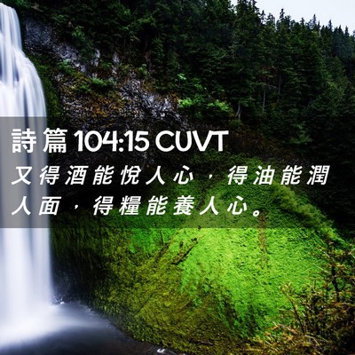 Picture 02 - 詩 篇 104:15 CUVT - 又 得 酒 能 悅 人 心 ， 得 油 能 潤 - Bible Verse Picture
