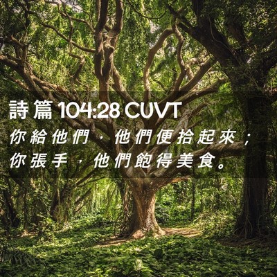 Picture 02 - 詩 篇 104:28 CUVT - 你 給 他 們 ， 他 們 便 拾 起 來 ； - Bible Verse Picture