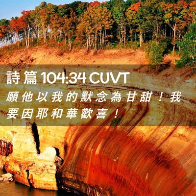 Picture 02 - 詩 篇 104:34 CUVT - 願 他 以 我 的 默 念 為 甘 甜 ！ 我 - Bible Verse Picture
