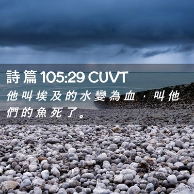 Picture 02 - 詩 篇 105:29 CUVT - 他 叫 埃 及 的 水 變 為 血 ， 叫 他 - Bible Verse Picture