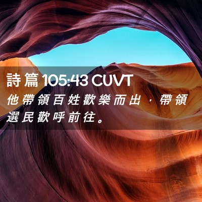 Picture 02 - 詩 篇 105:43 CUVT - 他 帶 領 百 姓 歡 樂 而 出 ， 帶 領 - Bible Verse Picture