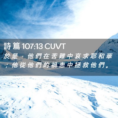 Picture 02 - 詩 篇 107:13 CUVT - 於 是 ， 他 們 在 苦 難 中 哀 求 耶 - Bible Verse Picture
