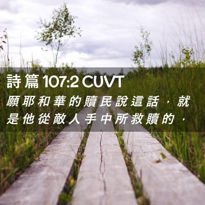 Picture 02 - 詩 篇 107:2 CUVT - 願 耶 和 華 的 贖 民 說 這 話 ， 就 - Bible Verse Picture