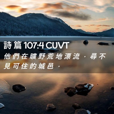 Picture 02 - 詩 篇 107:4 CUVT - 他 們 在 曠 野 荒 地 漂 流 ， 尋 不 - Bible Verse Picture