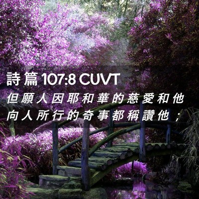 Picture 02 - 詩 篇 107:8 CUVT - 但 願 人 因 耶 和 華 的 慈 愛 和 他 - Bible Verse Picture