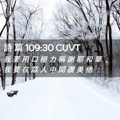 Picture 02 - 詩 篇 109:30 CUVT - 我 要 用 口 極 力 稱 謝 耶 和 華 ； - Bible Verse Picture