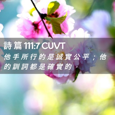 Picture 02 - 詩 篇 111:7 CUVT - 他 手 所 行 的 是 誠 實 公 平 ； 他 - Bible Verse Picture