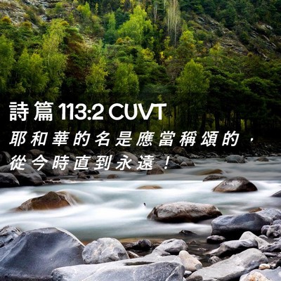 Picture 02 - 詩 篇 113:2 CUVT - 耶 和 華 的 名 是 應 當 稱 頌 的 ， - Bible Verse Picture