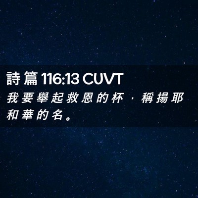 Picture 02 - 詩 篇 116:13 CUVT - 我 要 舉 起 救 恩 的 杯 ， 稱 揚 耶 - Bible Verse Picture