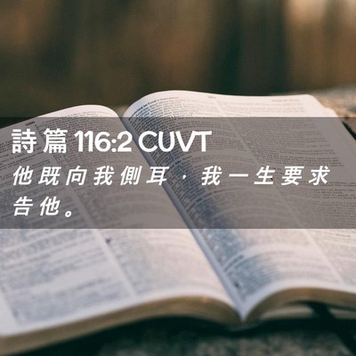 Picture 02 - 詩 篇 116:2 CUVT - 他 既 向 我 側 耳 ， 我 一 生 要 求 - Bible Verse Picture