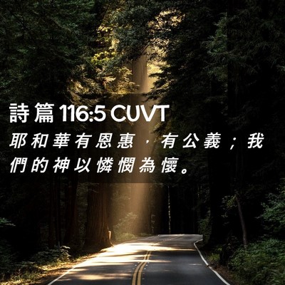 Picture 02 - 詩 篇 116:5 CUVT - 耶 和 華 有 恩 惠 ， 有 公 義 ； 我 - Bible Verse Picture