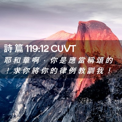 Picture 02 - 詩 篇 119:12 CUVT - 耶 和 華 啊 ， 你 是 應 當 稱 頌 的 - Bible Verse Picture
