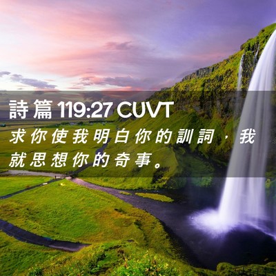 Picture 02 - 詩 篇 119:27 CUVT - 求 你 使 我 明 白 你 的 訓 詞 ， 我 - Bible Verse Picture