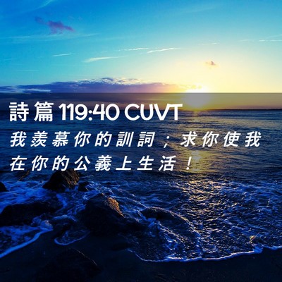 Picture 02 - 詩 篇 119:40 CUVT - 我 羨 慕 你 的 訓 詞 ； 求 你 使 我 - Bible Verse Picture