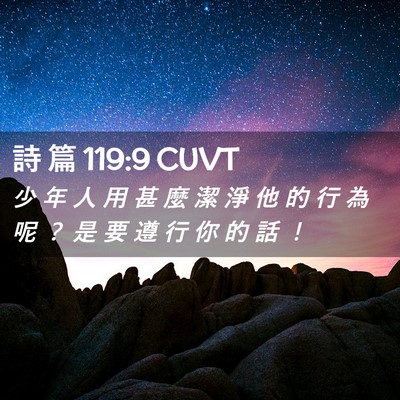Picture 02 - 詩 篇 119:9 CUVT - 少 年 人 用 甚 麼 潔 淨 他 的 行 為 - Bible Verse Picture