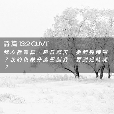 Picture 02 - 詩 篇 13:2 CUVT - 我 心 裡 籌 算 ， 終 日 愁 苦 ， 要 - Bible Verse Picture