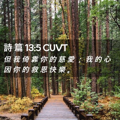 Picture 02 - 詩 篇 13:5 CUVT - 但 我 倚 靠 你 的 慈 愛 ； 我 的 心 - Bible Verse Picture