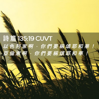 Picture 02 - 詩 篇 135:19 CUVT - 以 色 列 家 啊 ， 你 們 要 稱 頌 耶 - Bible Verse Picture