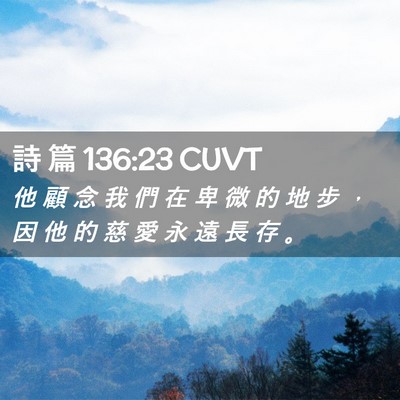 Picture 02 - 詩 篇 136:23 CUVT - 他 顧 念 我 們 在 卑 微 的 地 步 ， - Bible Verse Picture