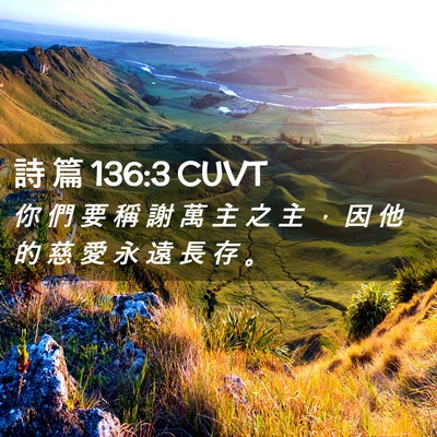 Picture 02 - 詩 篇 136:3 CUVT - 你 們 要 稱 謝 萬 主 之 主 ， 因 他 - Bible Verse Picture