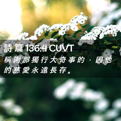 Picture 02 - 詩 篇 136:4 CUVT - 稱 謝 那 獨 行 大 奇 事 的 ， 因 他 - Bible Verse Picture