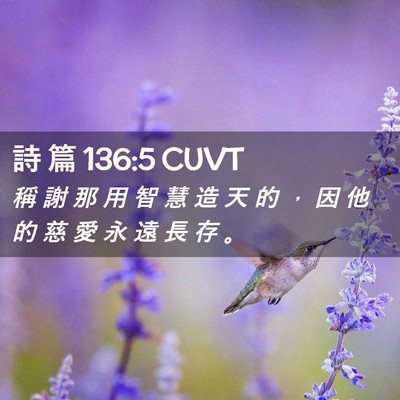 Picture 02 - 詩 篇 136:5 CUVT - 稱 謝 那 用 智 慧 造 天 的 ， 因 他 - Bible Verse Picture