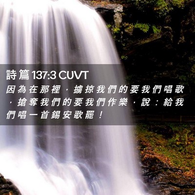 Picture 02 - 詩 篇 137:3 CUVT - 因 為 在 那 裡 ， 擄 掠 我 們 的 要 - Bible Verse Picture