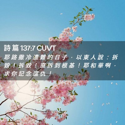 Picture 02 - 詩 篇 137:7 CUVT - 耶 路 撒 冷 遭 難 的 日 子 ， 以 東 - Bible Verse Picture