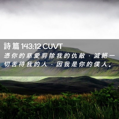 Picture 02 - 詩 篇 143:12 CUVT - 憑 你 的 慈 愛 剪 除 我 的 仇 敵 ， - Bible Verse Picture